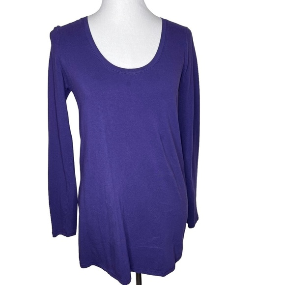 Bundle Motherhood Maternity Scoop Neck 3/4 Sleeve Tops Sz L Purple Teal Stretch - Picture 4 of 11